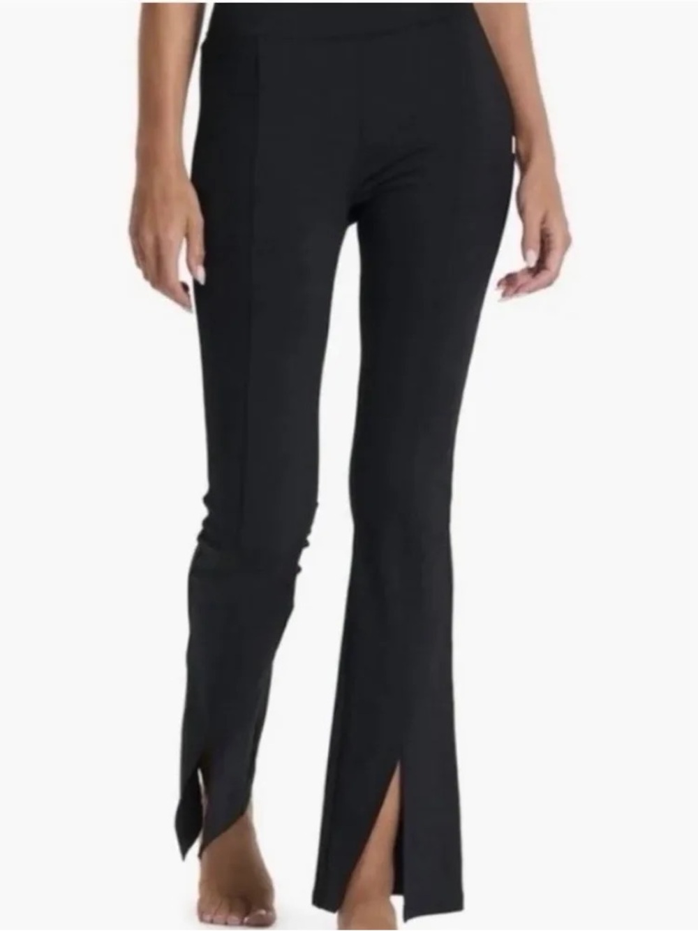 Vuori Lux Ribbed Split Hem Bootcut Pants in Black Size S